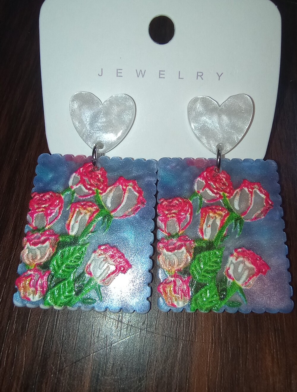 🌹 Vintage Style Rose Stamp Dangle Earrings 🌹